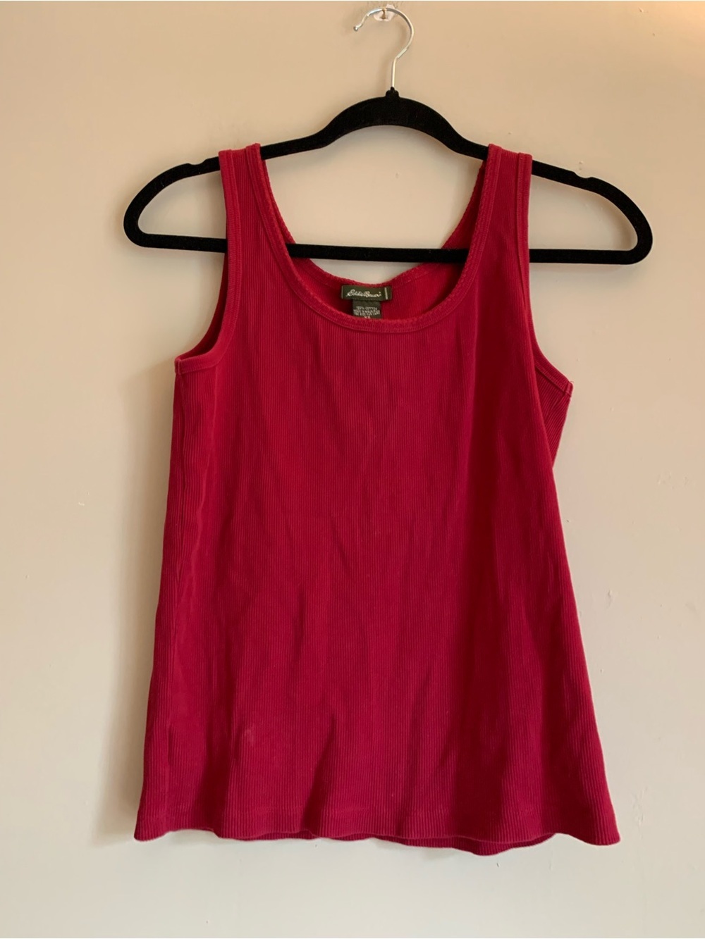 Eddie Bauer Women's Ribbed Tank Red 100% Cotton Vintage 90s Top Shirt